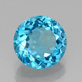 Topázio azul natural 2,32ct, corte redondo, VVS