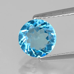 Topázio azul natural 1,34ct, corte redondo, VVS-VS