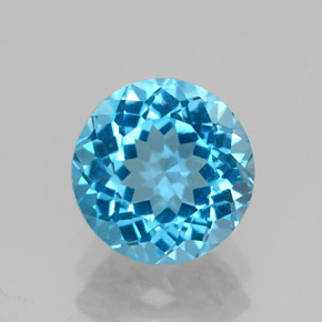 Topázio azul natural 2,46ct, corte redondo, VVS