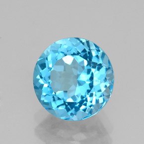 Topázio azul natural 2,46ct, corte redondo, VVS