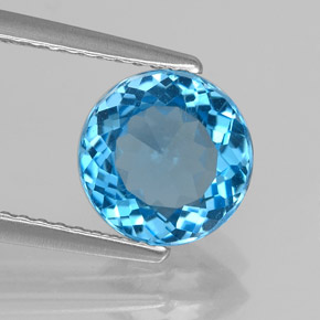Topázio azul natural 2,07ct, corte redondo, VS
