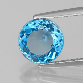 Topázio azul natural 2,07ct, corte redondo, VS