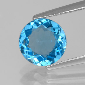 Topázio azul natural 2,14ct, corte redondo, VVS-VS