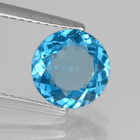 Topázio azul natural 2,14ct, corte redondo, VVS-VS