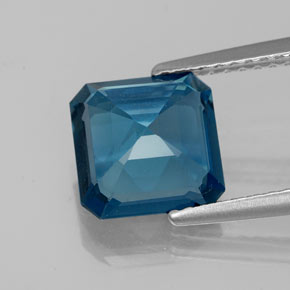 Topázio azul natural 2,63ct, corte esmeralda, VVS-VS