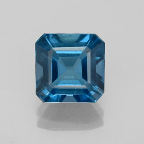 Topázio azul natural 2,62ct, corte esmeralda, VS