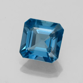 Topázio azul natural 2,62ct, corte esmeralda, VS