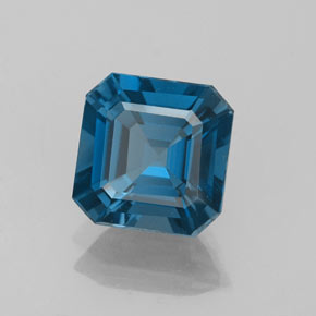 Topázio azul natural 2,41ct, corte esmeralda, VVS