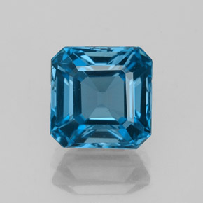 Topázio azul natural 3,17ct, corte esmeralda, VVS