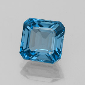 Topázio azul natural 3,17ct, corte esmeralda, VVS
