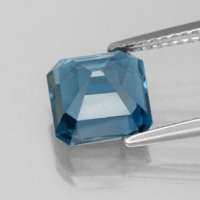 Topázio azul natural 3,17ct, corte esmeralda, VVS