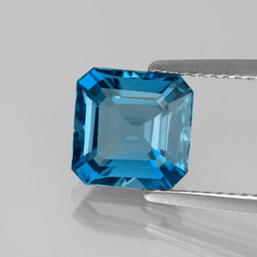 Topázio azul natural 2,67ct, corte esmeralda, VS