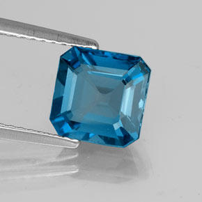 Topázio azul natural 2,67ct, corte esmeralda, VS