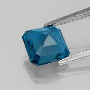 Topázio azul natural 2,67ct, corte esmeralda, VS