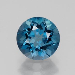 Topázio azul natural 1,70ct, corte redondo, VVS