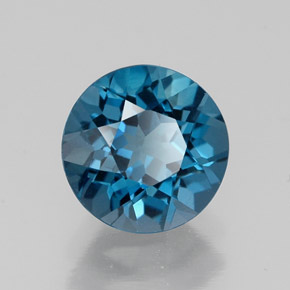 Topázio azul natural 1,70ct, corte redondo, VVS