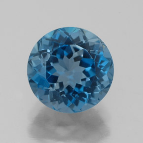 Topázio azul natural 2,63ct, corte redondo, VVS