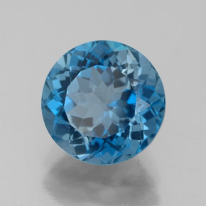 Topázio azul natural 2,63ct, corte redondo, VVS