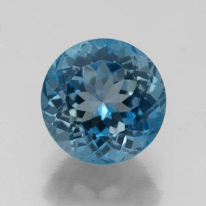 Topázio azul natural 2,85ct, corte redondo, VVS-VS