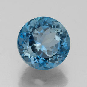 Topázio azul natural 2,85ct, corte redondo, VVS-VS