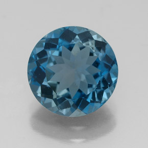 Topázio azul natural 3,15ct, corte redondo, VVS