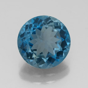 Topázio azul natural 3,15ct, corte redondo, VVS