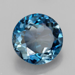 Topázio azul natural 3,38ct, corte redondo, VVS-VS