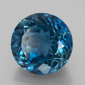 Topázio azul natural 3,75ct, corte redondo, VVS-VS