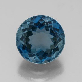 Topázio azul natural 3,36ct, corte redondo, VS