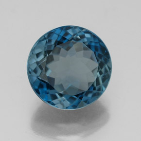 Topázio azul natural 3,36ct, corte redondo, VS