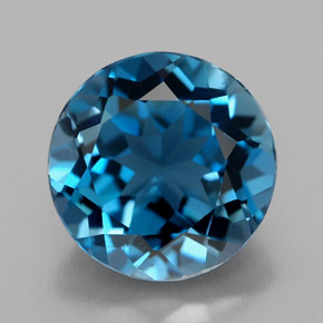 Topázio azul natural 3,44ct, corte redondo, VS