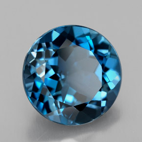 Topázio azul natural 3,44ct, corte redondo, VS