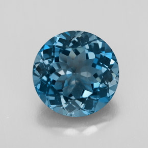 Topázio azul natural 3,43ct, corte redondo, VVS-VS
