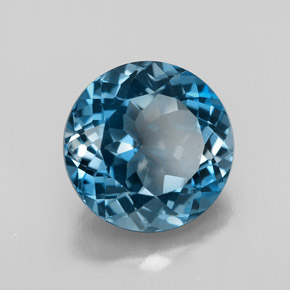 Topázio azul natural 3,43ct, corte redondo, VVS-VS