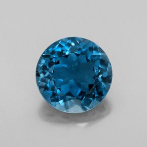 Topázio azul natural 3,34ct, corte redondo, VS-SI