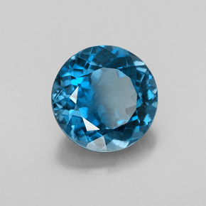 Topázio azul natural 3,34ct, corte redondo, VS-SI