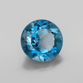 Topázio azul natural 3,35ct, corte redondo, VVS