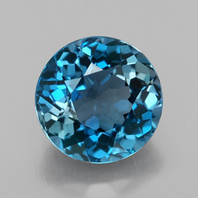 Topázio azul natural 3,26ct, corte redondo, VVS