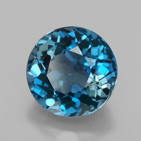 Topázio azul natural 3,26ct, corte redondo, VVS