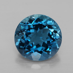 Topázio azul natural 3,30ct, corte redondo, VVS
