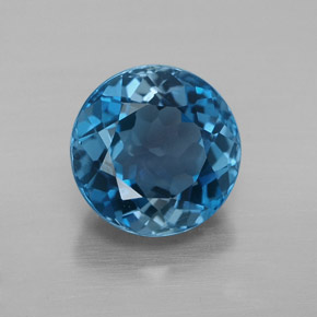 Topázio azul natural 3,49ct, corte redondo, VVS