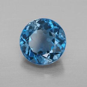 Topázio azul natural 3,49ct, corte redondo, VVS