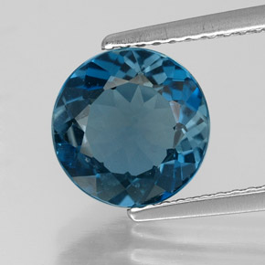 Topázio azul natural 2,53ct, corte redondo, VS