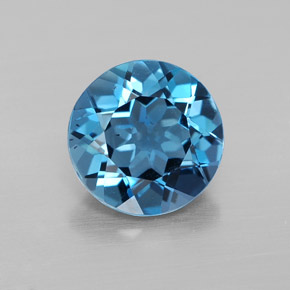 Topázio azul natural 3,12ct, corte redondo, VS-SI