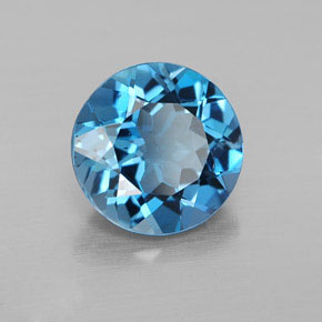 Topázio azul natural 3,12ct, corte redondo, VS-SI