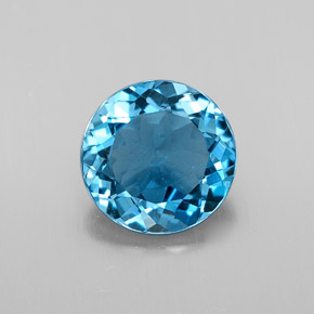 Topázio azul natural 2,77ct, corte redondo, VS