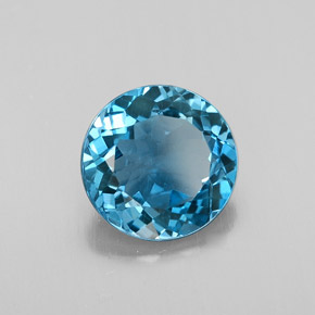 Topázio azul natural 2,77ct, corte redondo, VS