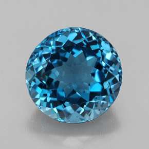 Topázio azul natural 3,32ct, corte redondo, VVS