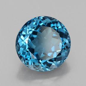 Topázio azul natural 3,32ct, corte redondo, VVS
