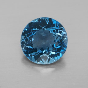 Topázio azul natural 3,20ct, corte redondo, VVS-VS